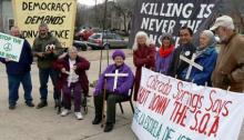 Bill and Genie Durland at a protest event